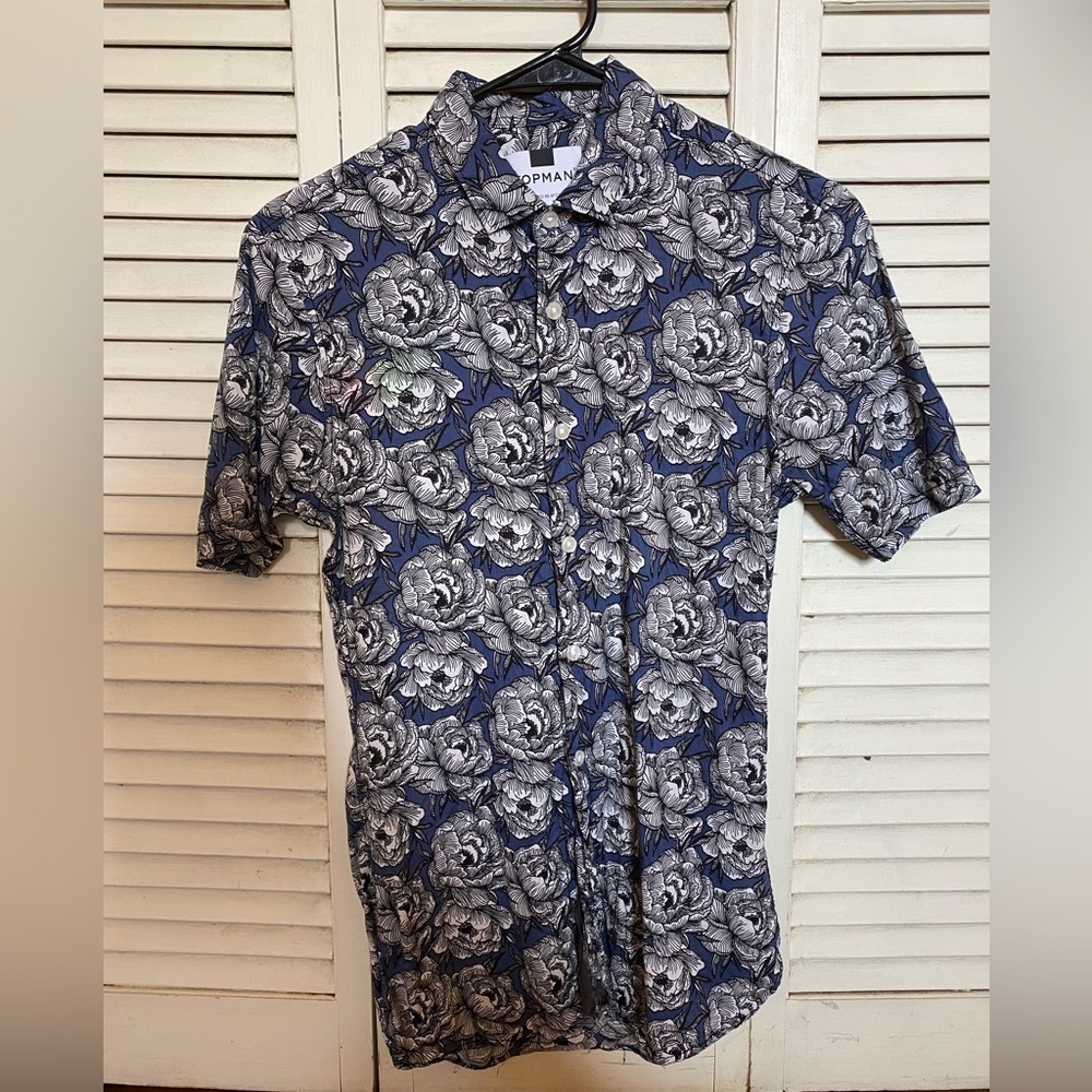 Topman small blue and white floral shirt.